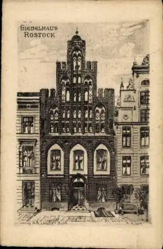 Künstler Ak Eulert, A., Hansestadt Rostock, Giebelhaus
