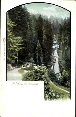 Ak Triberg im Schwarzwald, Wasserfall, Waldlandschaft, Wanderer, Natur, Farben