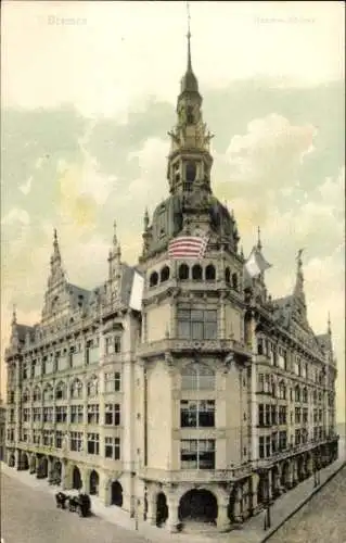 Ak Hansestadt Bremen, Baumwollbörse,  Architektur, Flagge, Stadtansicht