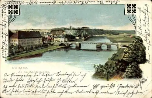 Ak Grimma in Sachsen, an der Muldebrücke