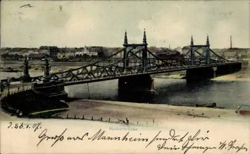 Ak Mannheim in Baden, Neckarbrücke