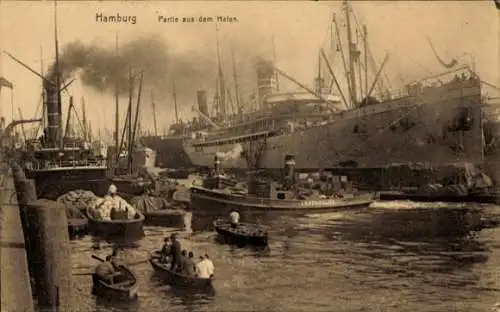 Ak Hamburg Mitte Altstadt, Schiffe im Hafen