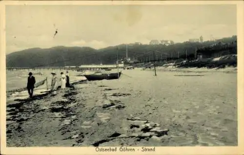 Ak Ostseebad Göhren auf Rügen, Strand, Menschen, Boote, Ostseebad Göhren