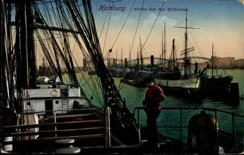 Ak Hamburg Mitte Altstadt, Afrika-Kai mit Elbbrücke