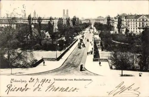 Ak München, Gesamtansicht, Blick vom Maximilianeum