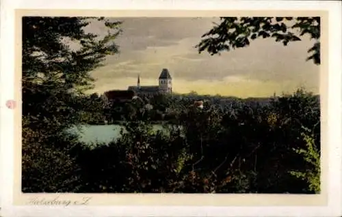Ak Ratzeburg im Herzogtum Lauenburg, Landschaft mit Kirche, Fluss und Bäumen, nmotiv