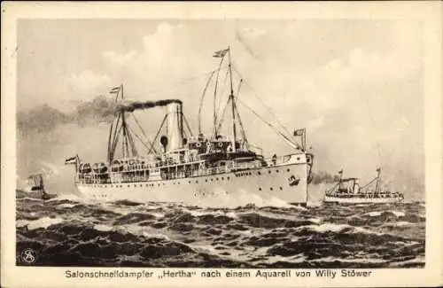 Künstler Ak Stöwer, W., Salonschnelldampfer Hertha