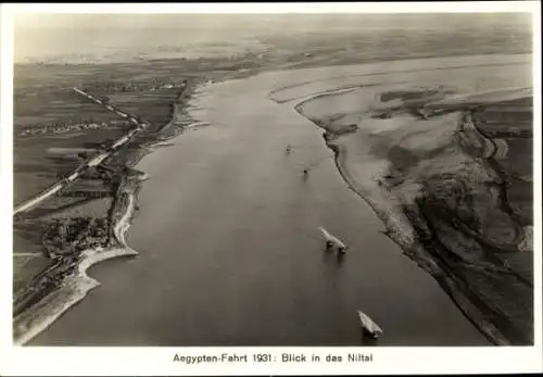 Sammelbild Zeppelin Weltfahrten Nr. 223 Ägypten-Fahrt 1931, Blick in das Niltal