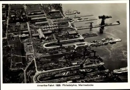 Sammelbild Zeppelin Weltfahrten Nr. 139 Amerika-Fahrt 1928, Philadelphia, Marinedocks