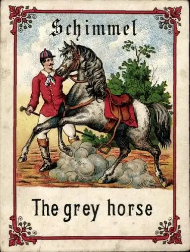 Litho Schimmel, The grey horse, Würfelspiel Glocke und Hammer