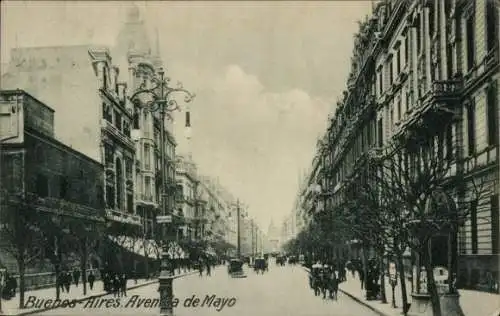 Ak Buenos Aires Argentinien, Panorama der Avenida de Mayo, Stadtansicht,  Architektur