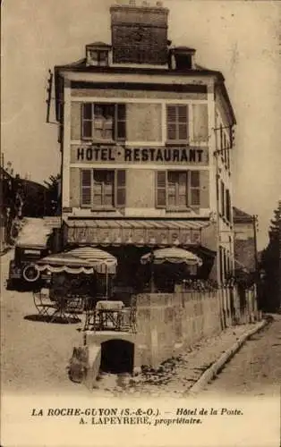 Ak Moisson La Roche-Guyon Val de Marne, Hôtel de la Poste, Restaurant, A. Lapeyrere,  Gebäude