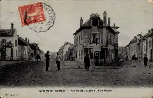 CPA Saint Ouen l'Aumône Val d'Oise, Rue Saint Lazare et Rue Haute