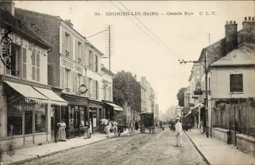 Ak Enghien les Bains Val d'Oise, Grande Rue