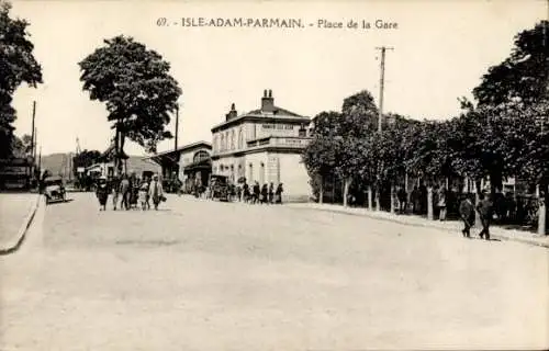 CPA Isle Adam Parmain Val-d'Oise, Place de la Gare