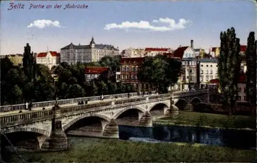 Ak Zeitz im Burgenlandkreis, Partie an der Aubrücke