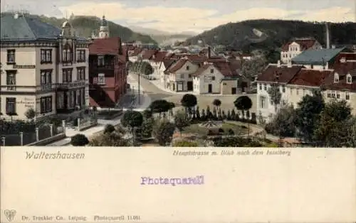 Ak Waltershausen in Thüringen, Hauptstraße, Blick nach dem Inselberg, farbige , Dr. Trenkler