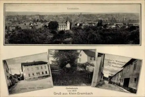 Ak Kleinbrembach Buttstädt in Thüringen, Totale, Schule, Kirche, Pfarre, Gasthof zur Weintraube