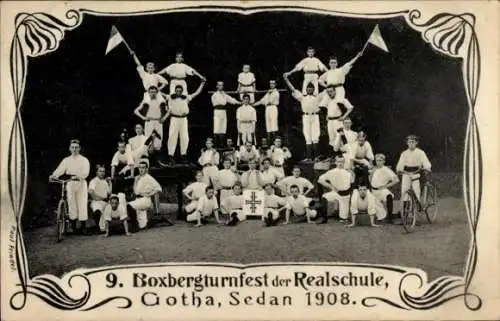 Ak Gotha in Thüringen, 9. Boxbergturnfest der Realschule, Sedan 1908