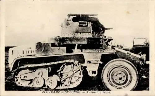 CPA Sissonne Aisne, Camp de Sissonne, Auto-mitrailleuse, I. WK