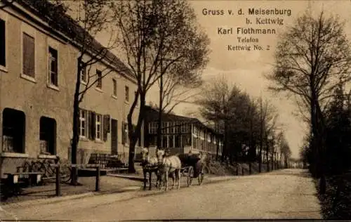 Ak Kettwig Essen im Ruhrgebiet,  mit Landschaft, Pferd und Wagen, Gruss v. d. Meisenburg, Karl Fl