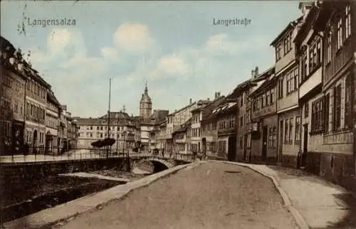 Ak Bad Langensalza in Thüringen,  Langestraße, Stadtansicht mit Häusern und Straße