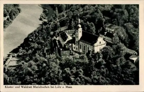 Ak Mariabuchen Lohr im Spessart Unterfranken, Kloster und Waldrast Mariabuchen, Luftaufnahme, umg