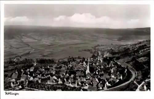 Ak Röttingen an der Tauber Unterfranken, Luftaufnahme von  weite Landschaft, dörfliche Architektu