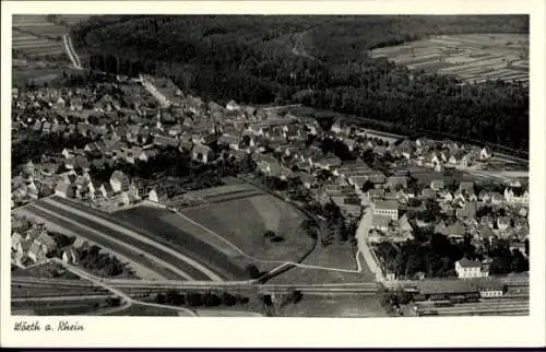 Ak Wörth am Rhein, Landschaftsaufnahme, Häuser, Felder, Wälder
