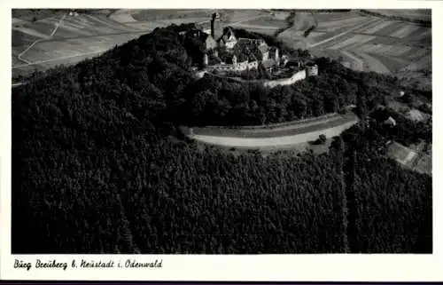 Ak Neustadt Breuberg im Odenwald, Luftaufnahme von Burg, Waldlandschaft, Weinbaugebiete