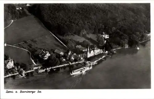 Ak Starnberg am Starnberger See Oberbayern, Luftaufnahme,  Gebäude, Schiff