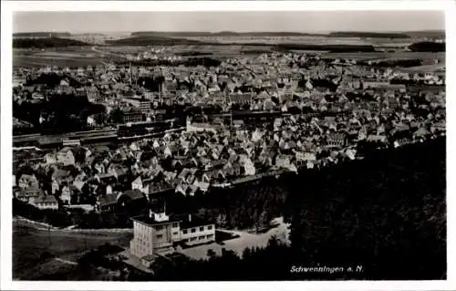 Ak Schwenningen am Neckar, Luftaufnahme von Schwenningen, Häuseransichten, keine Personen, Schwar