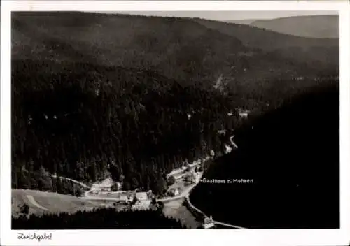 Ak Zwickgabel Baiersbronn im Schwarzwald, Landschaftsaufnahme mit Gasthaus z. Mohren, bewaldete B
