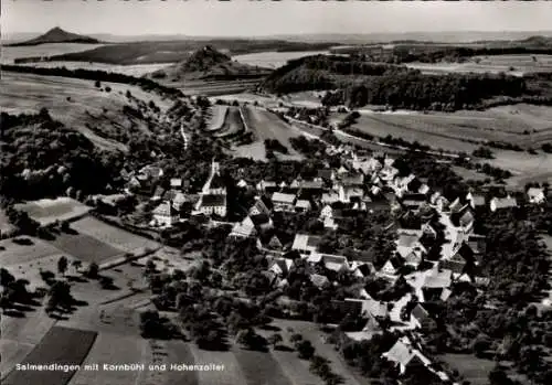 Ak Salmendingen Burladingen der Schwäbischen Alb, Luftaufnahme von  Kornbühl und Hohenzoller, Sch