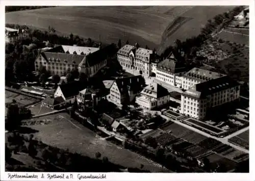 Ak Rottenmünster Rottweil am Neckar, Luftaufnahme,  Gebäude, Gesamtansicht, Schwarz-Weiß, 1952