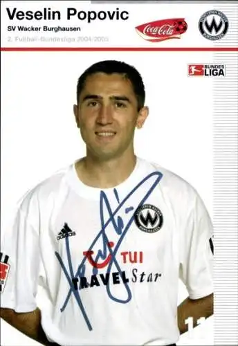 Autogrammkarte Fußballer Veselin Popovic, SV Wacker Burghausen, Autogramm
