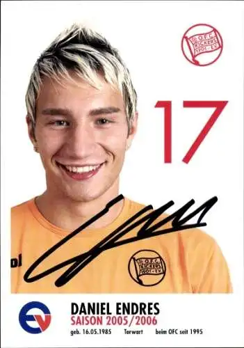 Autogrammkarte Fußballer Daniel Endres, Kickers Offenbach, Autogramm