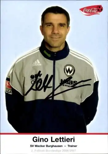 Autogrammkarte Trainer Gino Lettieri, SV Wacker Burghausen, Autogramm