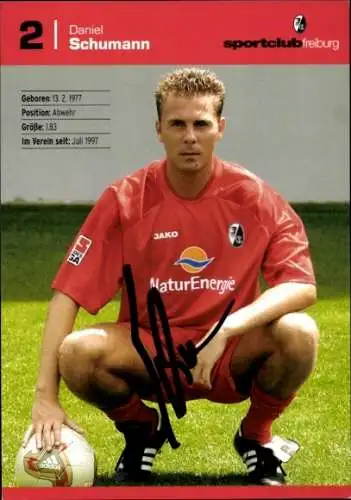 Autogrammkarte Fußballer Daniel Schumann, SC Freiburg, Autogramm