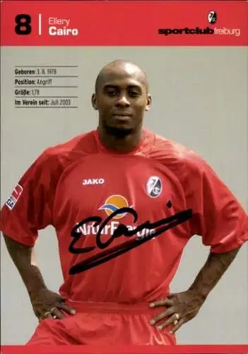 Autogrammkarte Fußballer Ellery Cairo, SC Freiburg, Autogramm