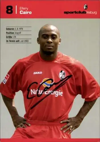 Autogrammkarte Fußballer Ellery Cairo, SC Freiburg, Autogramm