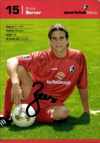 Autogrammkarte Fußballer Bruno Berner, SC Freiburg, Autogramm