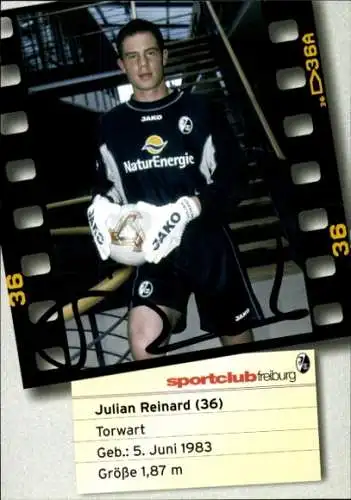 Autogrammkarte Fußballer Julian Reinard, SC Freiburg, Autogramm