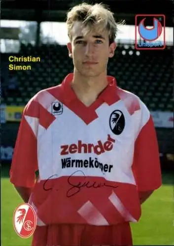 Autogrammkarte Fußballer Christian Simon, SC Freiburg, Autogramm