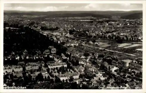 Ak Saarbrücken im Saarland, Fliegeraufnahme