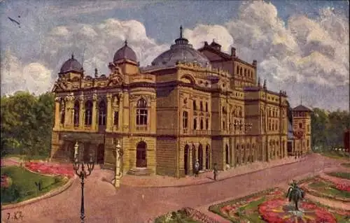 Künstler Ak Kraków Krakau Polen, Stadt-Theater