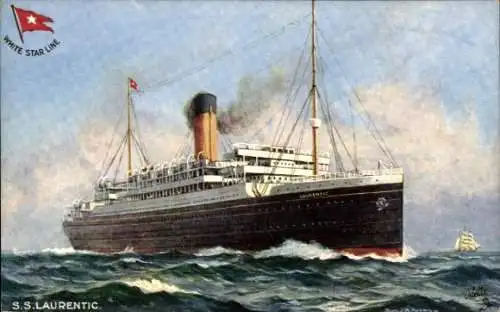 Künstler Ak SS Laurentic, White Star Line