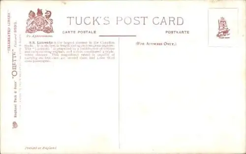 Künstler Ak SS Laurentic, White Star Line