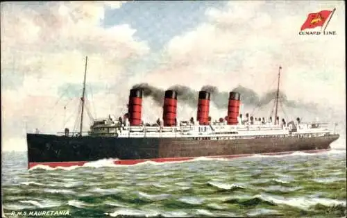 Künstler Ak RMS Mauretania, Cunard Line