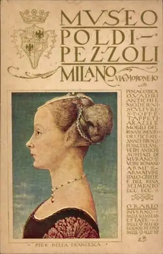 Künstler Ak Milano Mailand Lombardia, Museum Poldi Pezzoli, Pier della Francesca, Portrait